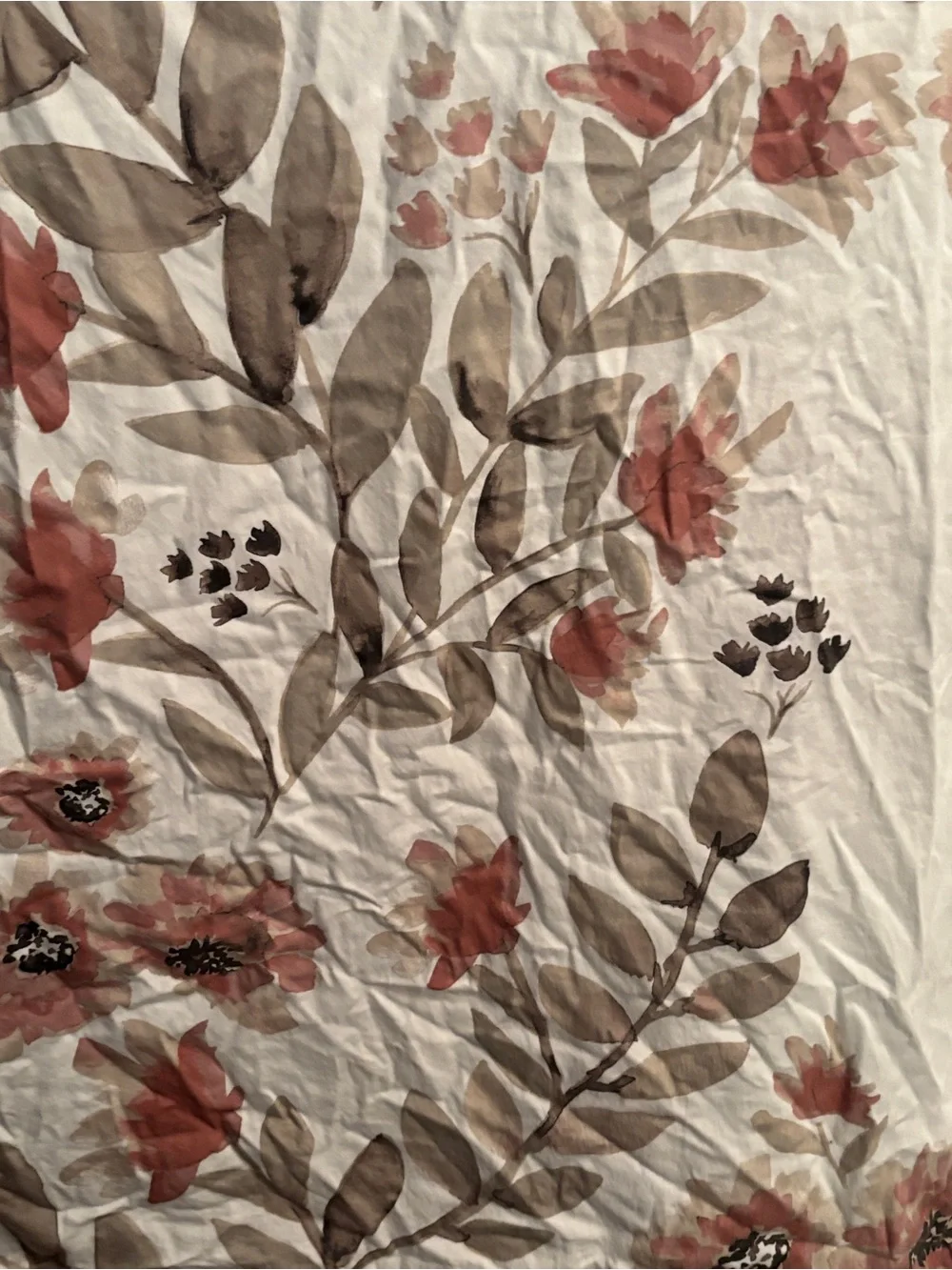 Floral Garden Cream and Coral Printed Shower Curtain